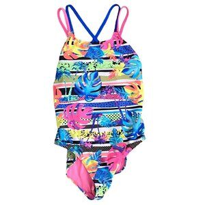 Wonder Nation Girls one Piece Floral Swimming Suit-Multicolor-Size 10/12-GUC